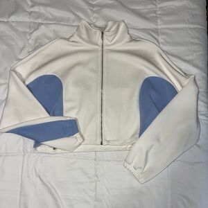 Stylish White and Blue Women's Jacket